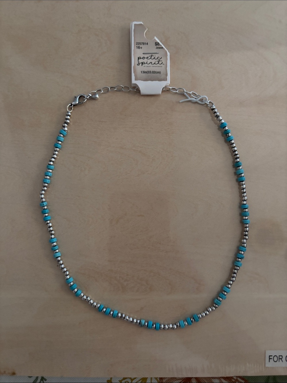 Turquoise and Silver Beaded Choker Necklace - Picture 2 of 4